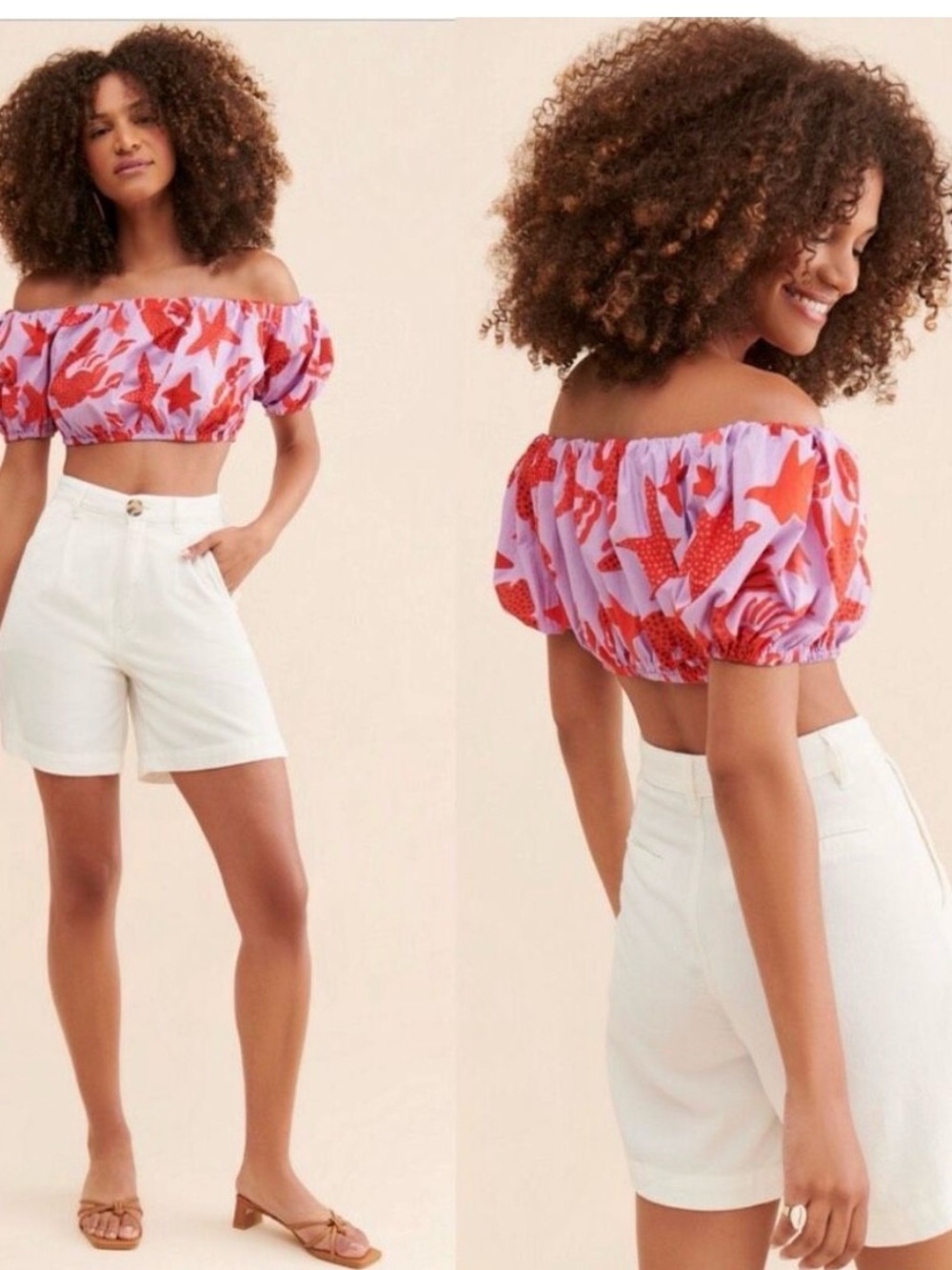 Farm Rio Lobster Sky Crop Top size small